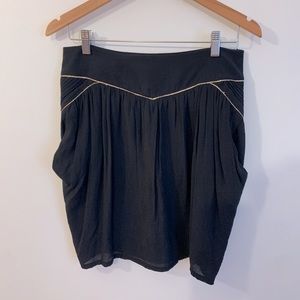 Sandro Pleated Draped Gold Trimmed Lined Mini Skirt with Pockets